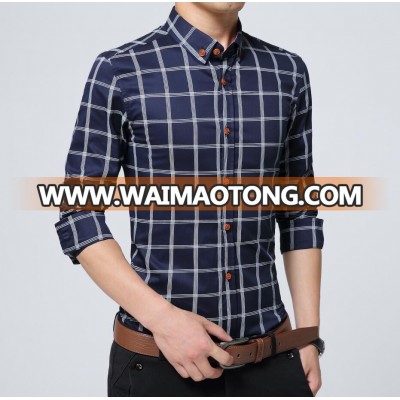 China supplier long sleeve button down checked mens dress shirt