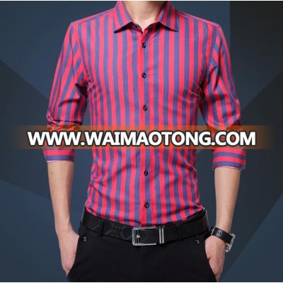 2018 new style fashion slim-fitted long sleeve mens shirt stripes