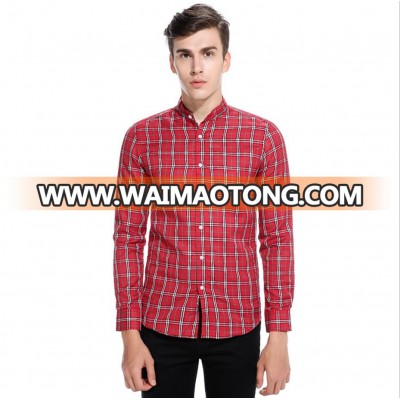 European style mens long sleeve check collared shirt