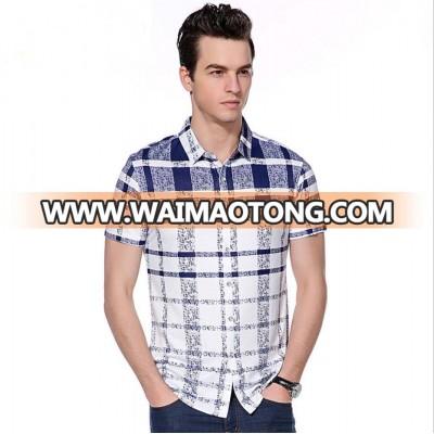 new style short sleeve bamboo fiber checked business dress shirt