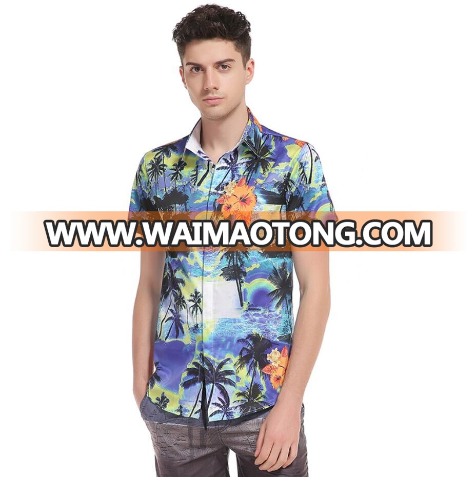 Factory direct sale custom printed hawaiian shirts short sleeve