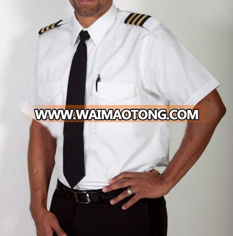 Man air line Pilot Uniform Shirt White Pilot Shirt Short Sleeve Pilot Shirts