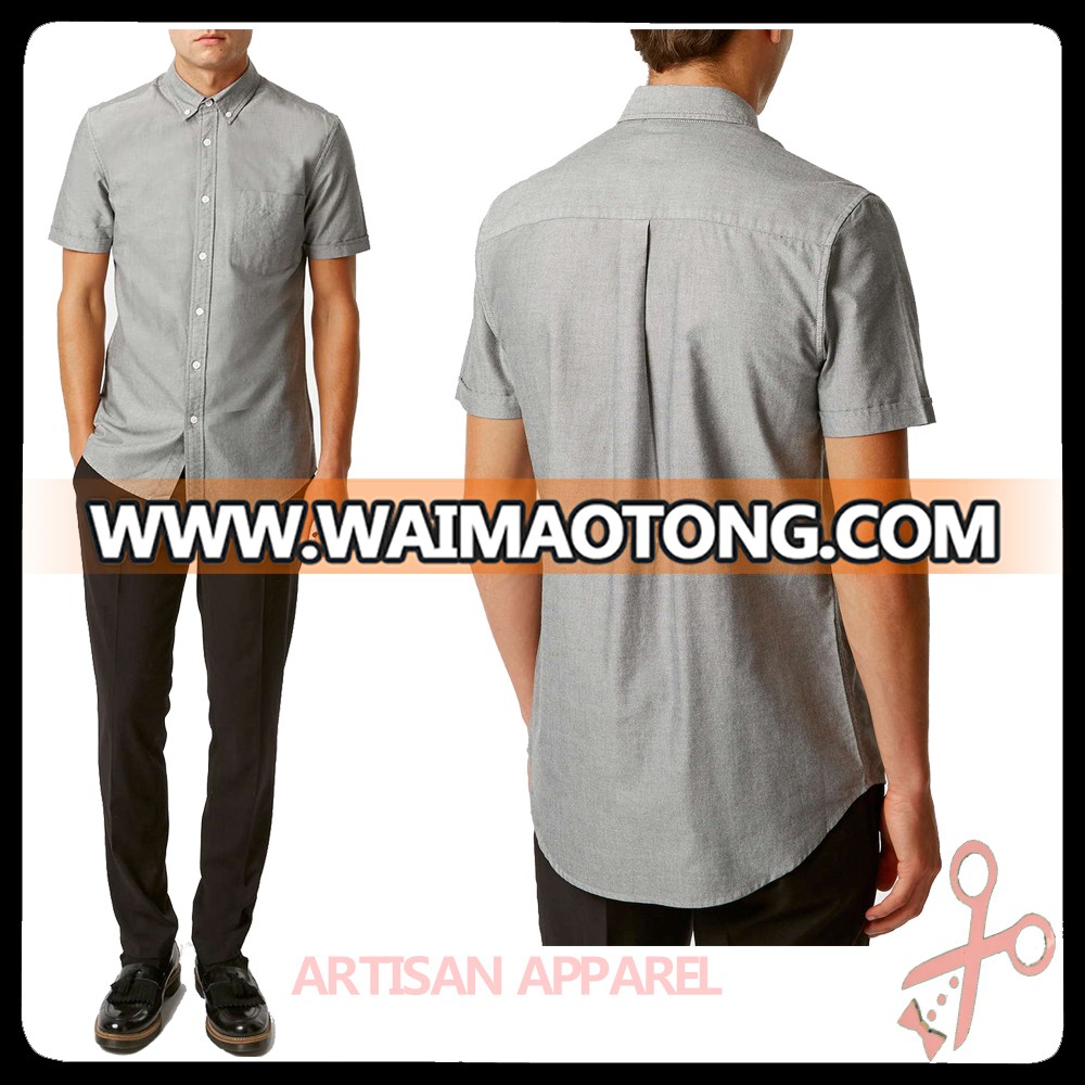 grey Oxford Short Sleeve Casual Shirt most competitive factory price custom oxford wholesale shirts